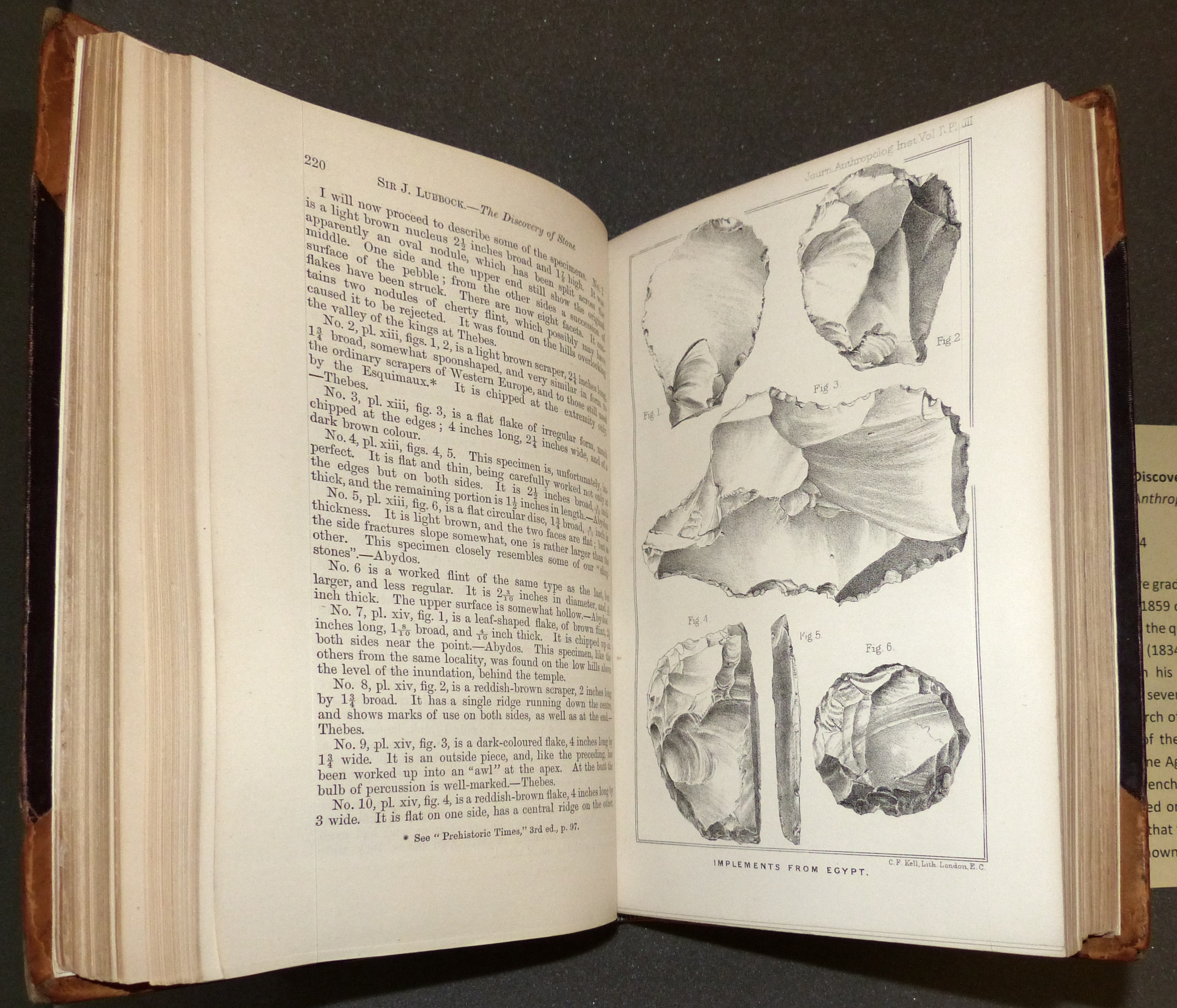 John Lubbock, ‘Notes on the Discovery of Stone Implements in Egypt’. Journal of the Anthropological Institute of Great Britain and Ireland vol. 4 (1875), 215-22. CUL P460.b.56.4.