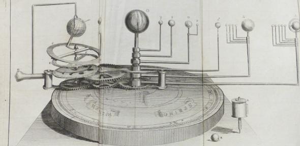 Page folded out three times to display 'the new portable orrery, invented and made by William Jones'