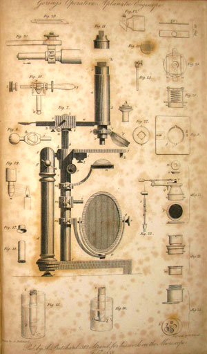 C.R. Goring's Operative Aplanatic Engiscope, from Microscopic illustrations. Click on an image to enlarge