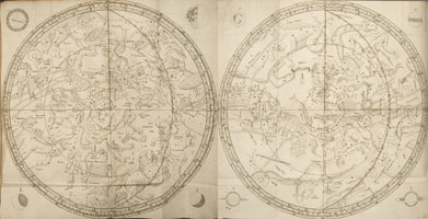 Of The two Hemispheres of the Stars. Two folded plates showing the constellations of the northern and southern hemispheres