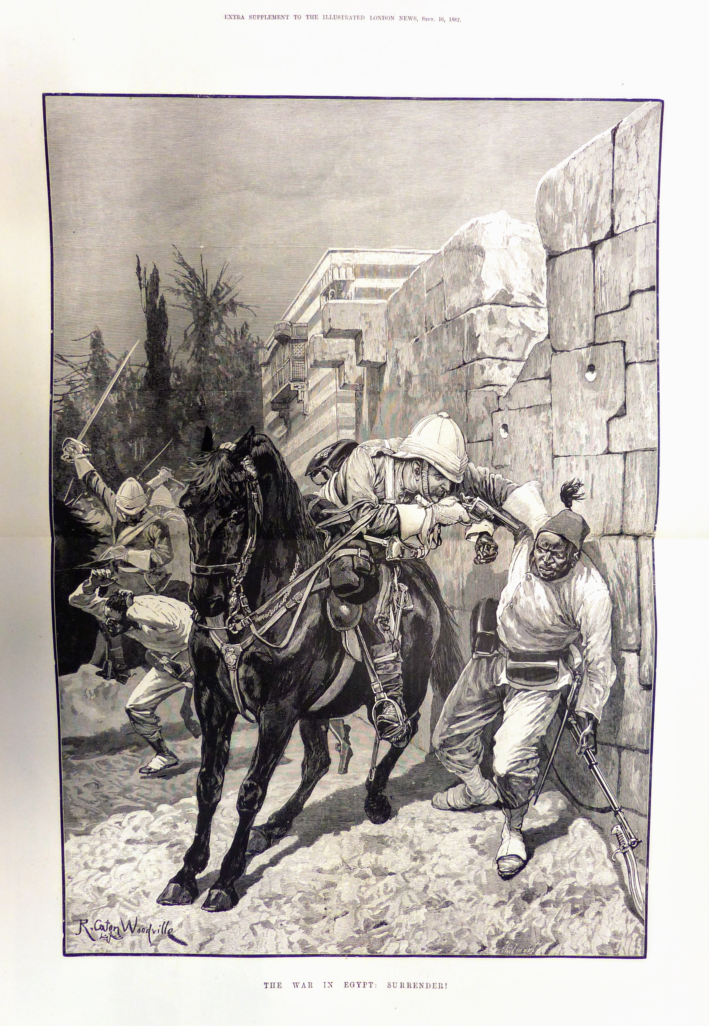 ‘The war in Egypt: Surrender!’.  The Illustrated London News vol. 81, no. 2263, 16 September 1882, back supplement. CUL NPR.c.313