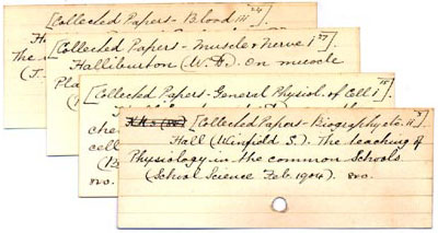 Foster Collection, catalogue cards