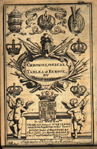 Chronological tables of Europe: from the nativity of our Saviour to the year 1726 / by Colonel Parsons [i.e. by Guillaume Marcel and translated by William Parsons], The Xth impression, with alterations & amendments (London: printed for B. and B. Barker ..