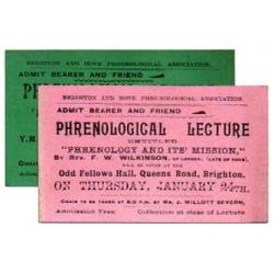 A pink and a green ticket to a phrenological lecture